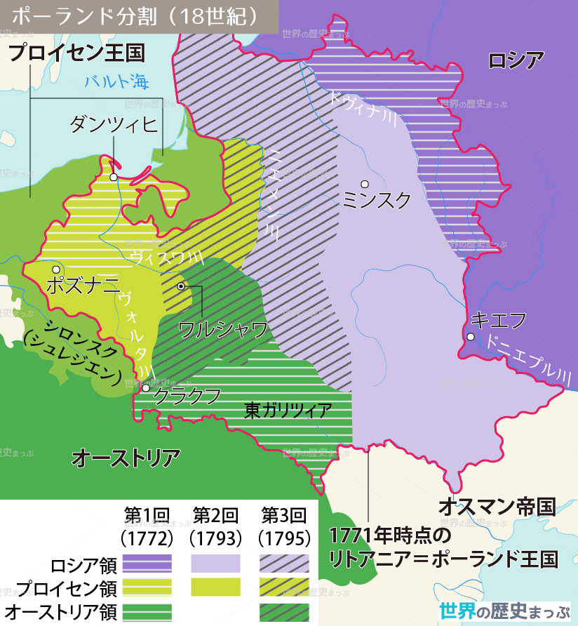 ポーランド分割（18世紀）地図