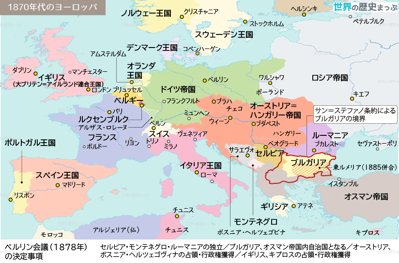 1870年代のヨーロッパ地図